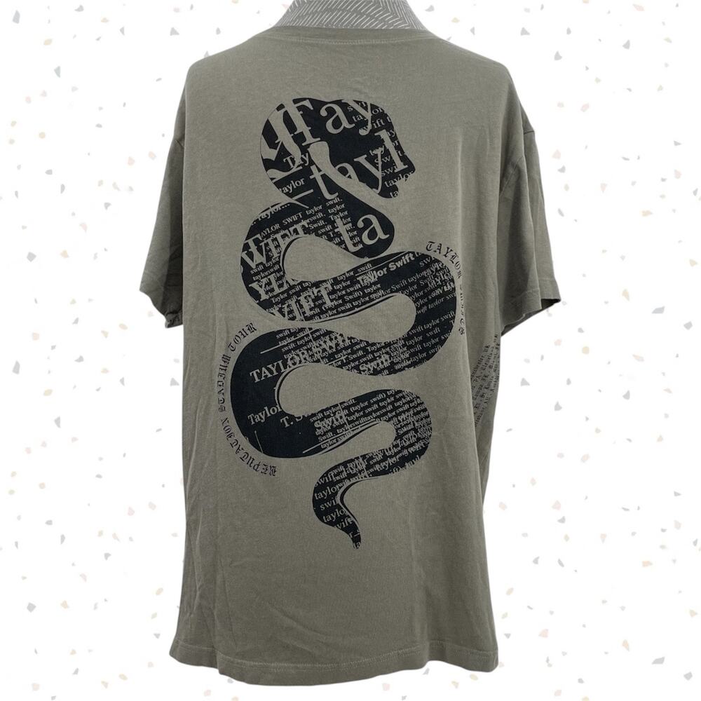 Taylor Swift Snake Reputation Tour Cities Tee Sleeveless Top Gray Green Size M